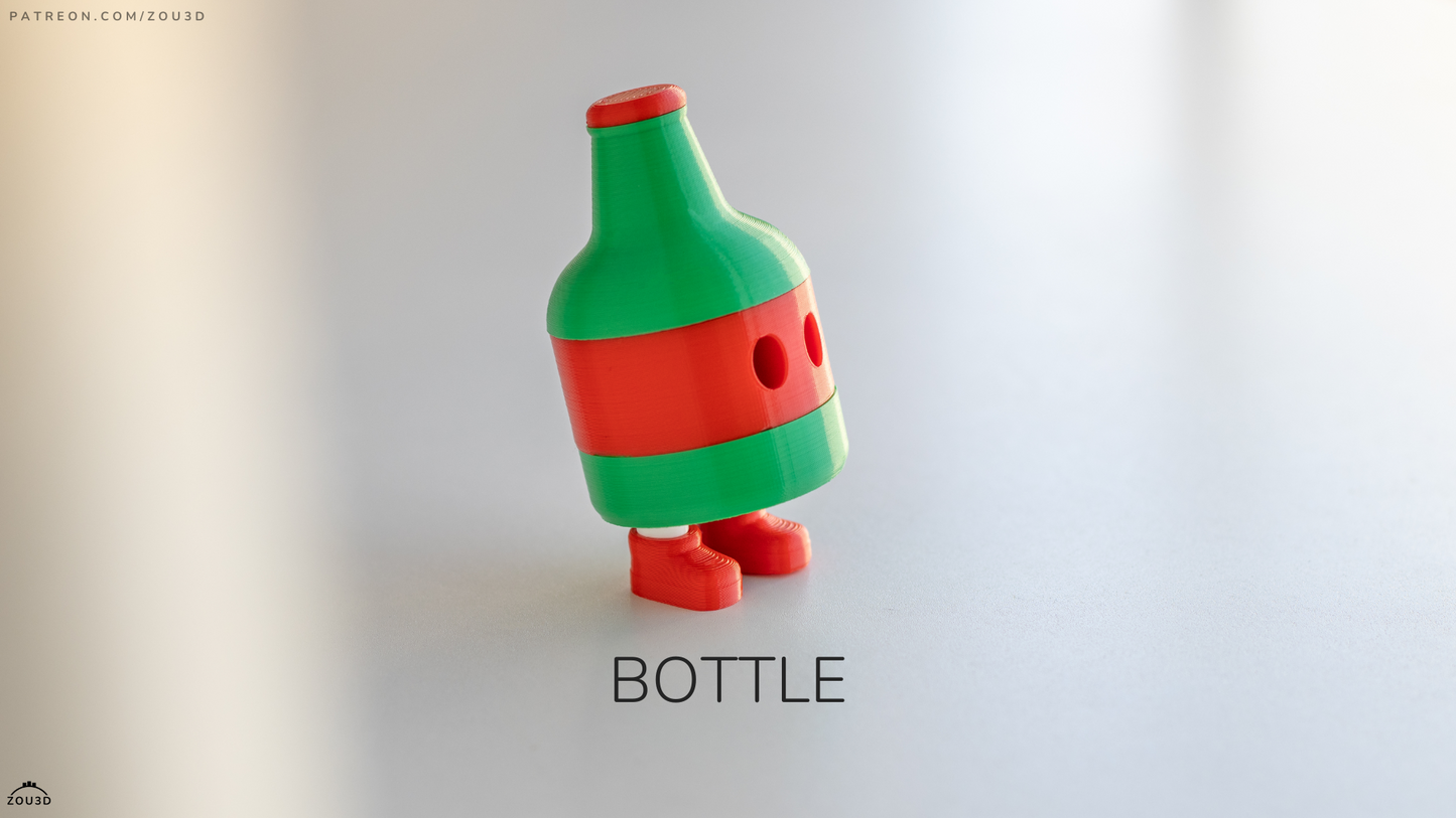 Bottle Keychain - Breloc 3D Sticla cu Picioare