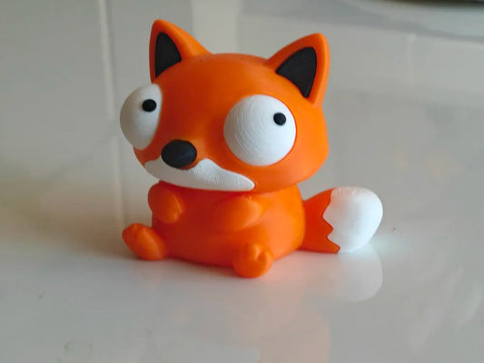 Foxie Vulpe Goofy Series - vedere frontală cu ochi mobili și urechi negre