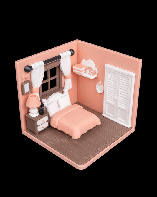 Tiny Bedroom - vedere izometrică laterală cu dulap