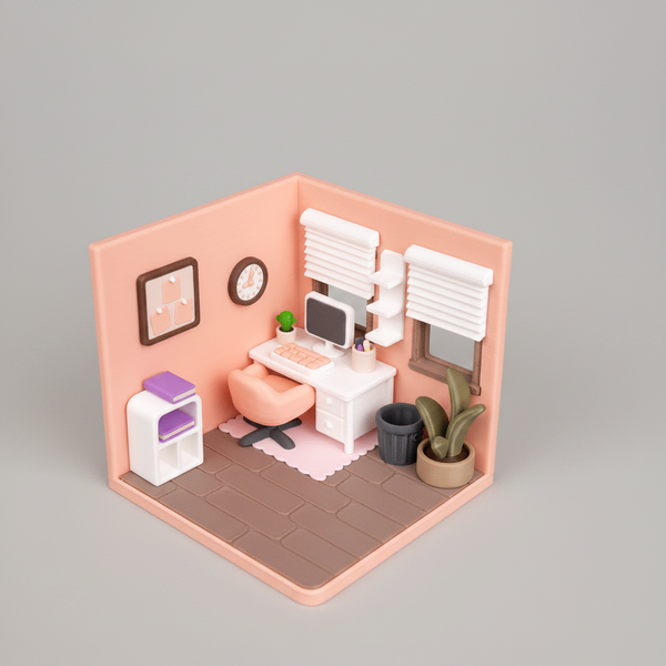 Tiny Office - Dioramă Tiny House Imprimată 3D
