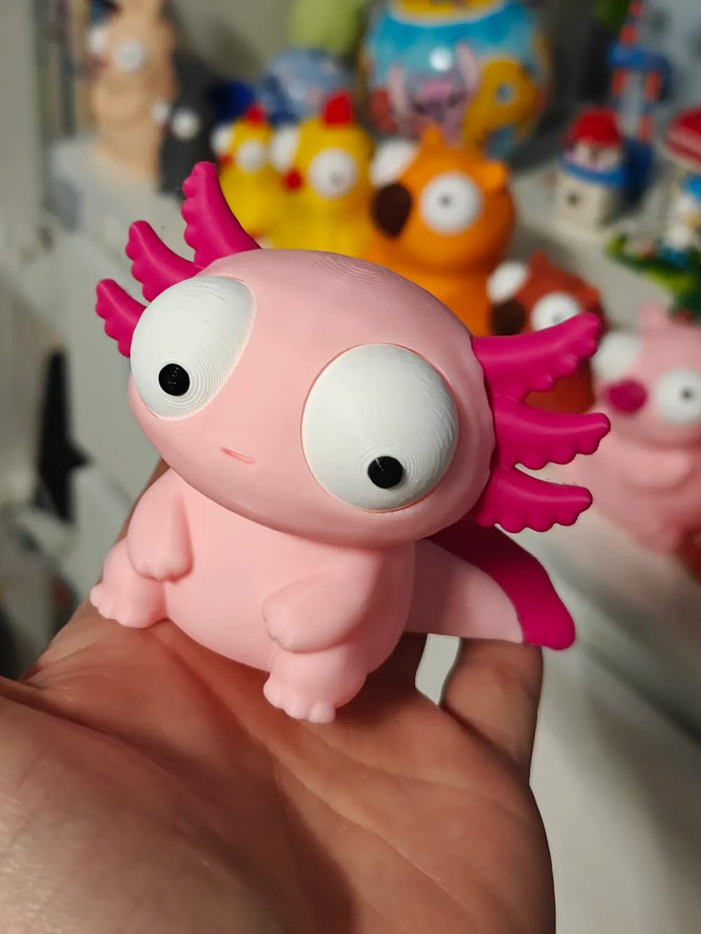 Axolotl Roz Goofy Series - detaliu în mână, dimensiune reală