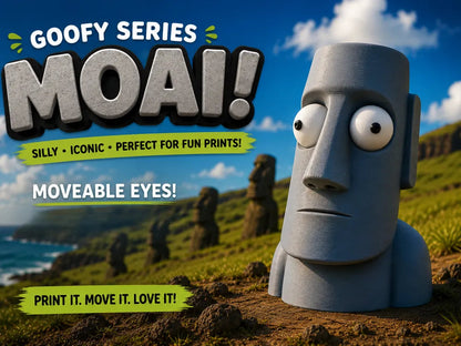 Moai Goofy Series - poster promoțional Silly Iconic Perfect for Fun Prints Moveable Eyes