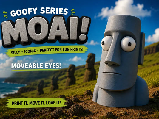 Moai Goofy Series - poster promoțional Silly Iconic Perfect for Fun Prints Moveable Eyes