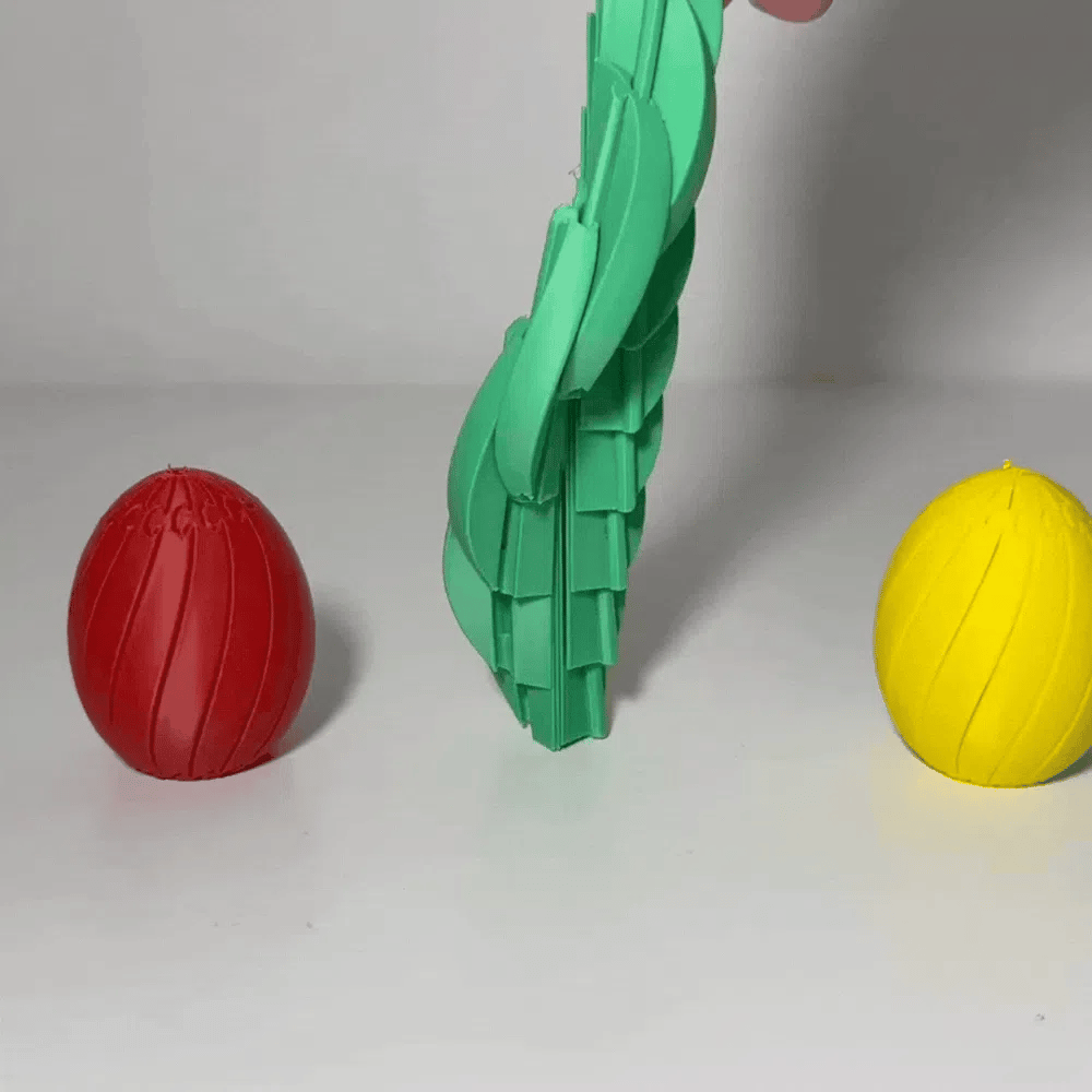 Ou Desirabil Articulat 3D - animatie GIF desirare foi lamelare in evantai, varianta verde