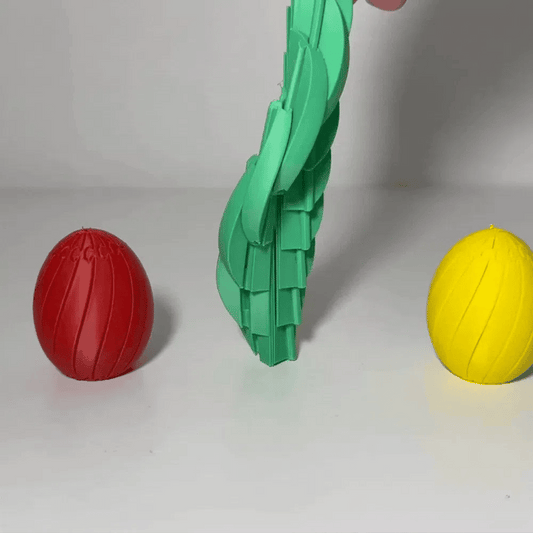 Ou Desirabil Articulat 3D - animatie GIF desirare foi lamelare in evantai, varianta verde