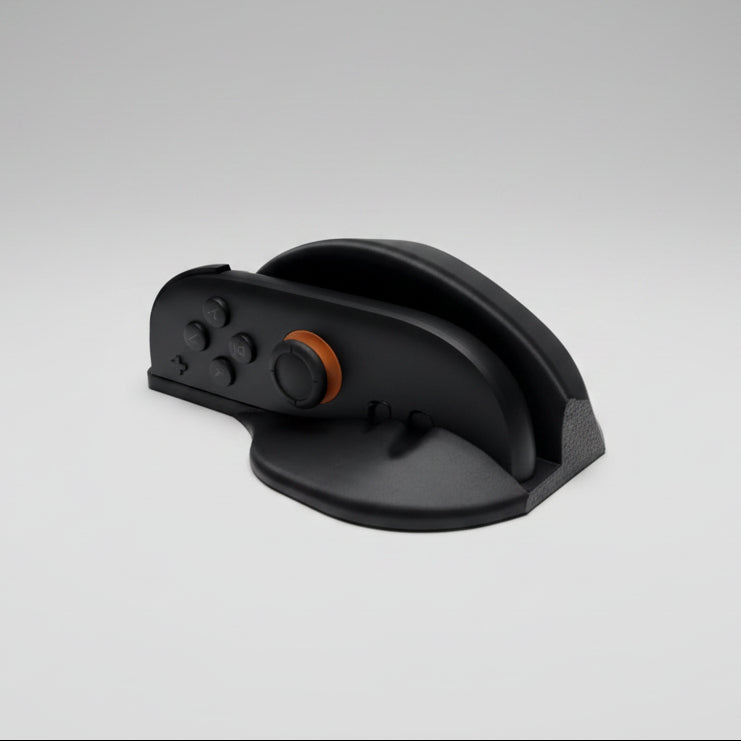 Atașament mouse Joy-Con Nintendo Switch 2 imprimat 3D – vedere frontală cu butoane ABXY și stick portocaliu