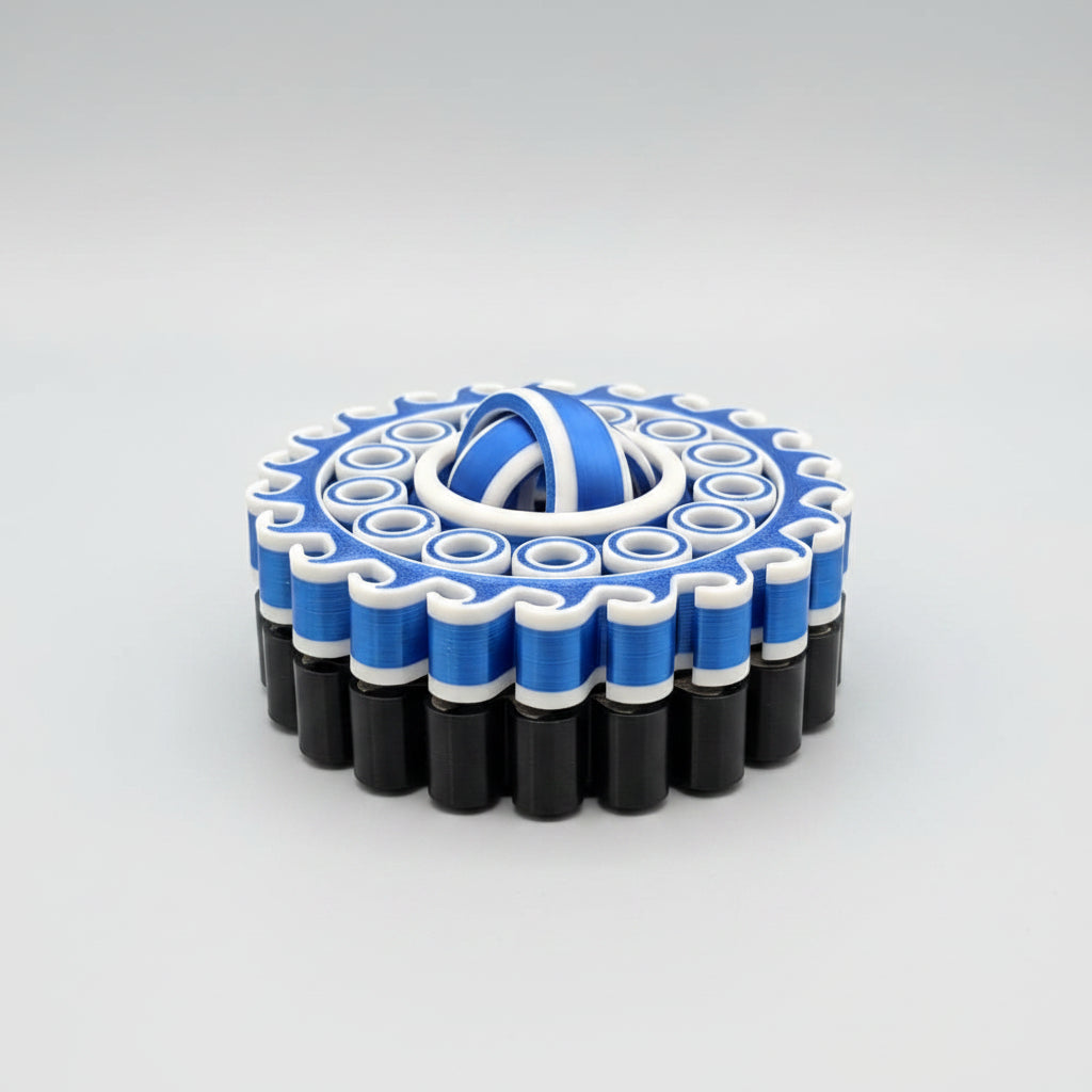 Spinner Wave printat 3D – două variante de culoare, albastru-alb și negru-auriu