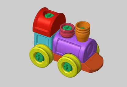 Set Trenulet Asamblabil 3D - produs asamblat cu surubelnița inclusa