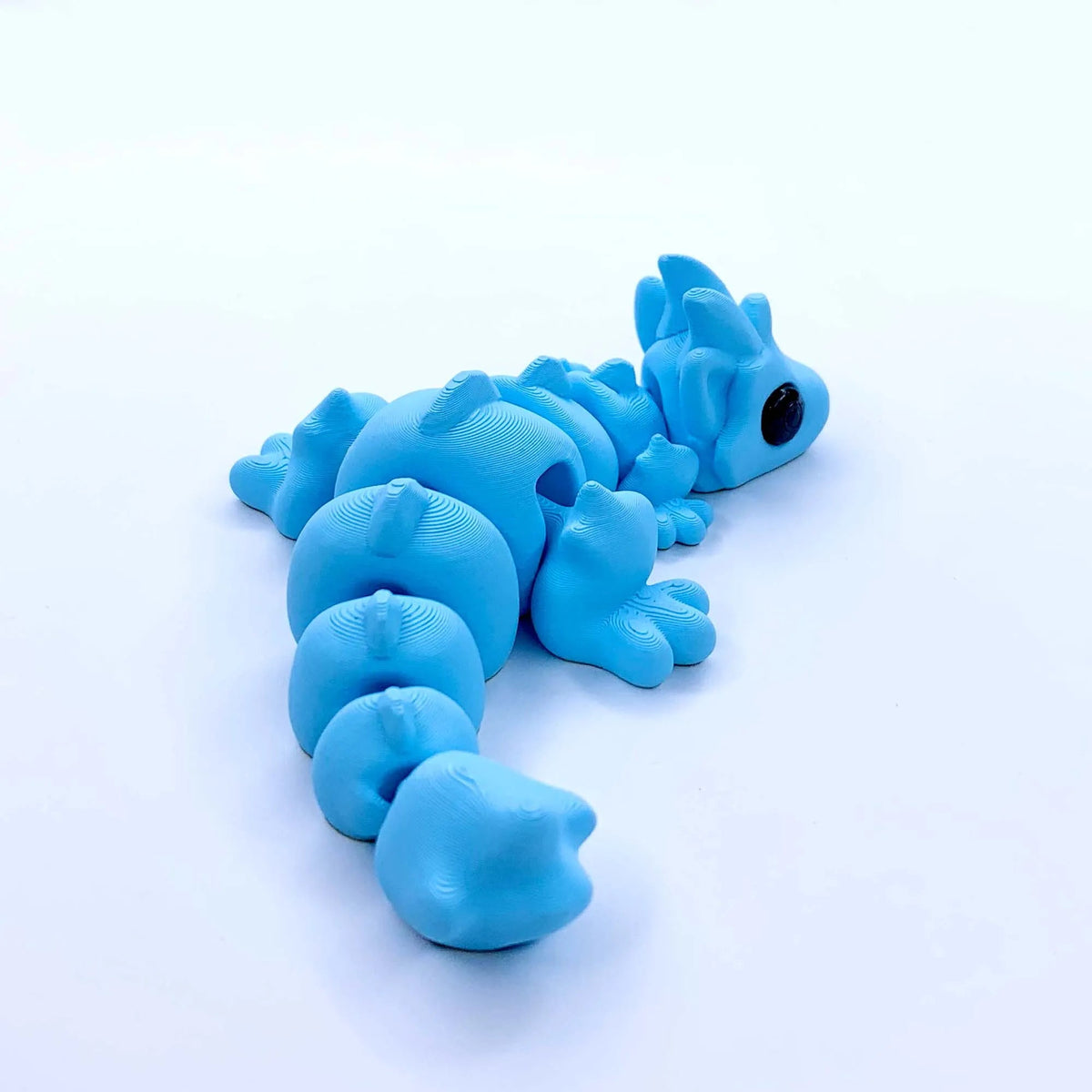 Flexi Dragon - Dragon Articulat 3D Kawaii - vedere izometrica spate cu coada articulata