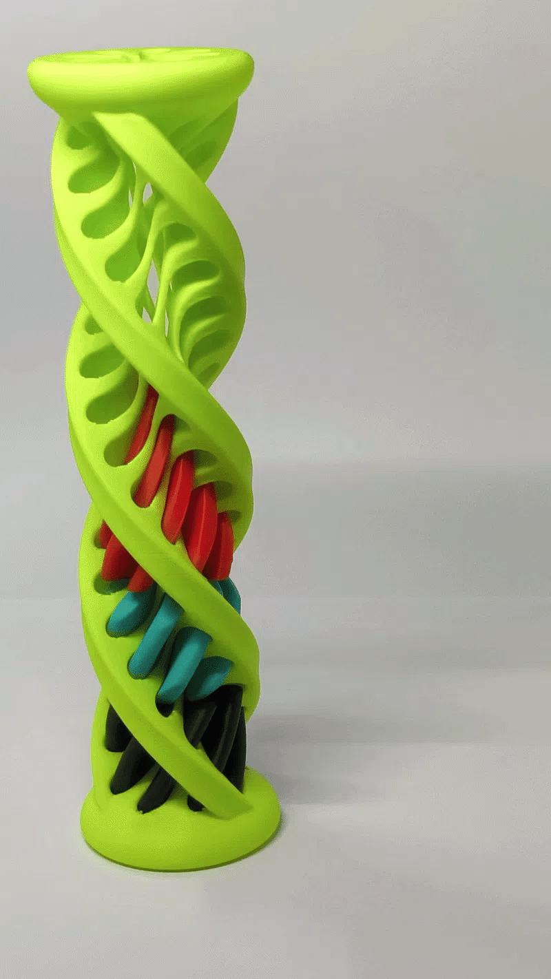 Triple Helix Fidget - verde cu piese interioare colorate