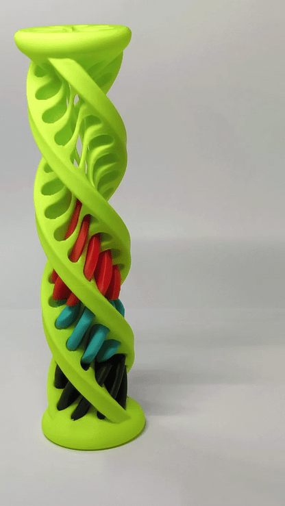 Triple Helix Fidget - verde cu piese interioare colorate