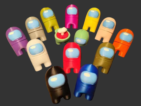Figurina Among Us 3D Crewmate - colectie completa 11 culori pe suport negru