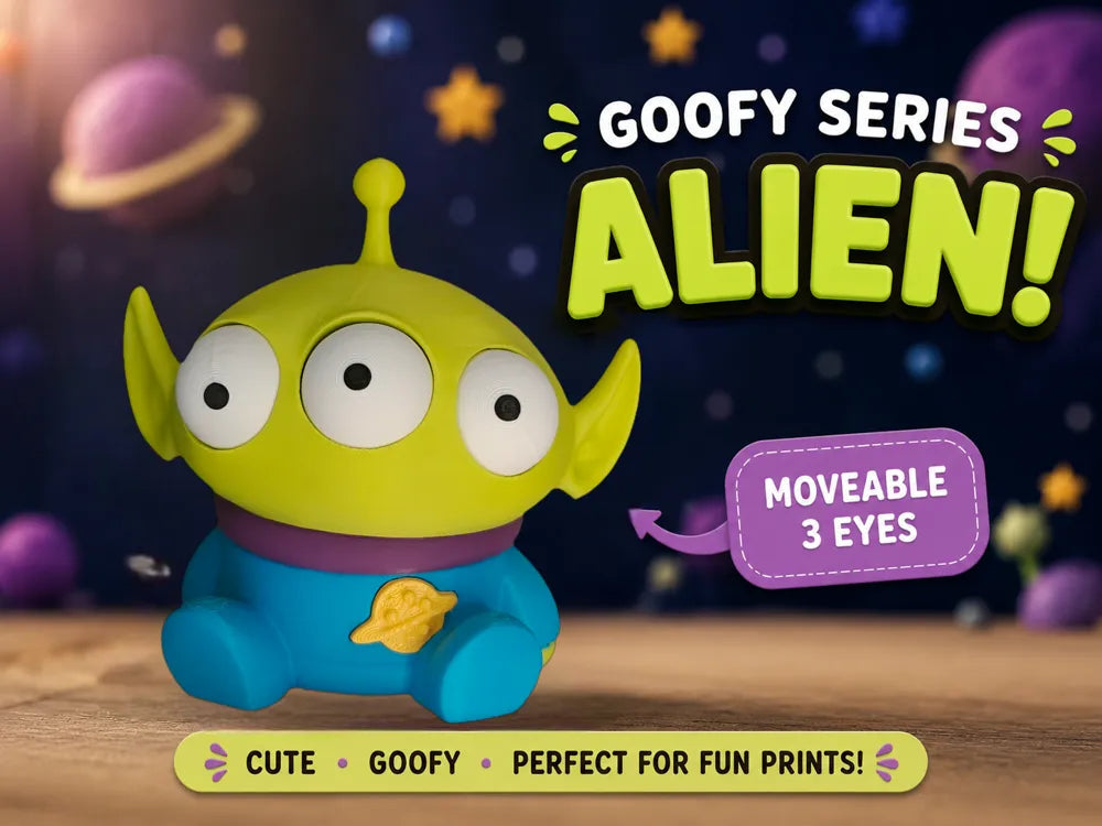 Extraterestru Verde Goofy Series - detaliu ochi mobili articulați