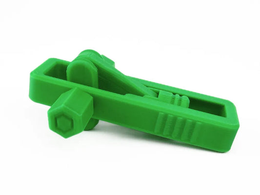 Ultimate Piston Fidget 3D - vedere laterala dreapta cu nervuri grip si buton hexagonal, verde