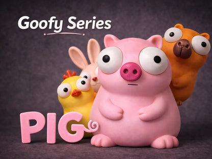 Porc Goofy Series - poster promoțional PIG Goofy Series cu pui iepure și urs