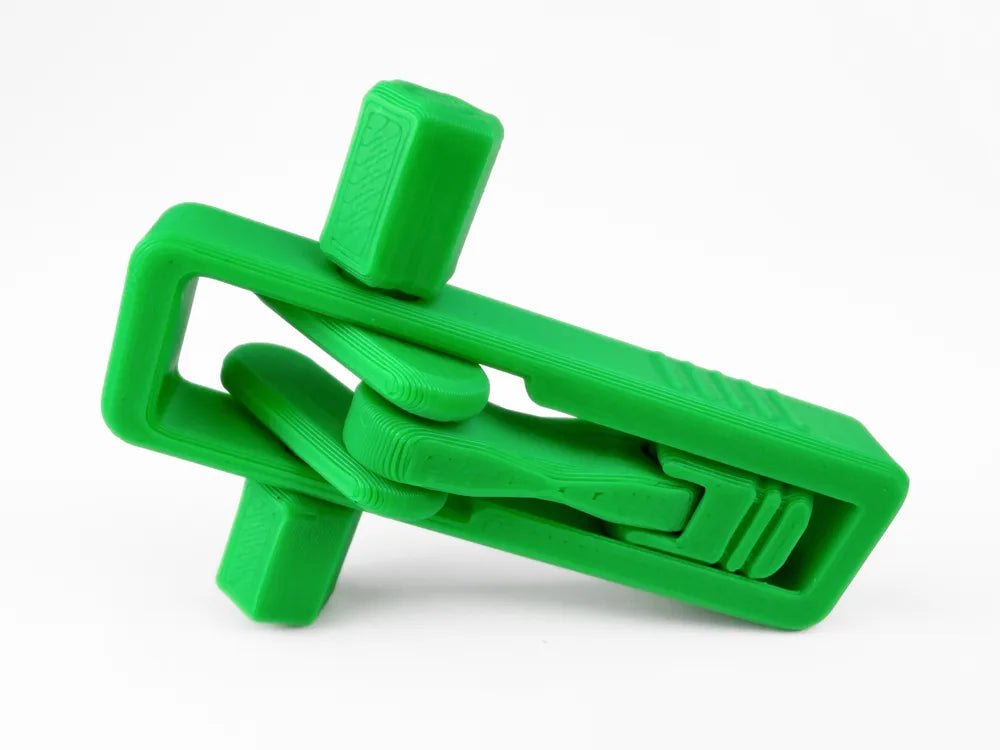 Ultimate Piston Fidget 3D - vedere frontala cu mecanismul piston si biele vizibil prin fereastra, verde