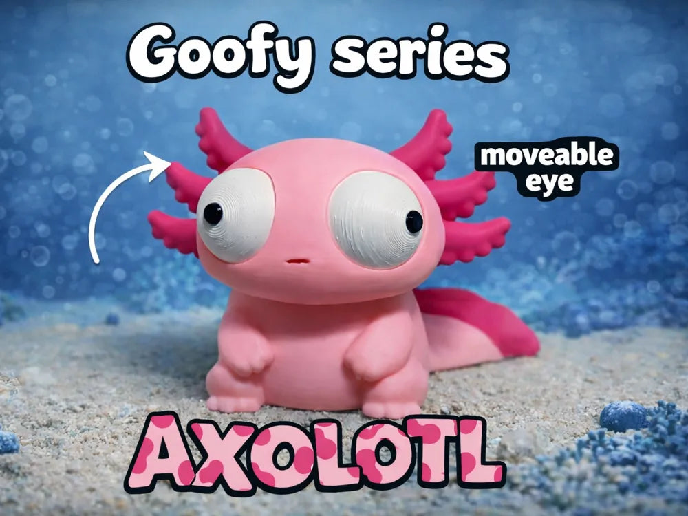 Axolotl Roz Goofy Series - poster promoțional cu ochi mobili articulați