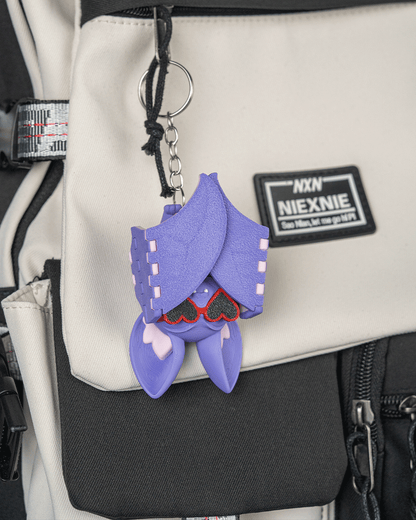 Beach Bat liliac negru monocolor cu ochelari inima, aripi articulate intinse cu magneti, fundal negru