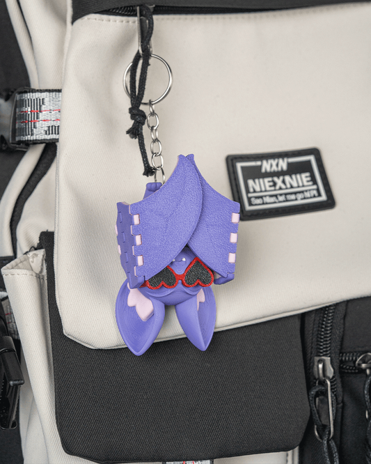 Beach Bat liliac negru monocolor cu ochelari inima, aripi articulate intinse cu magneti, fundal negru