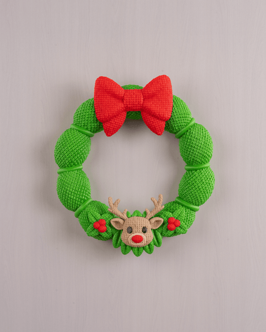Coroană decorativă de Crăciun cu ren, 22 cm