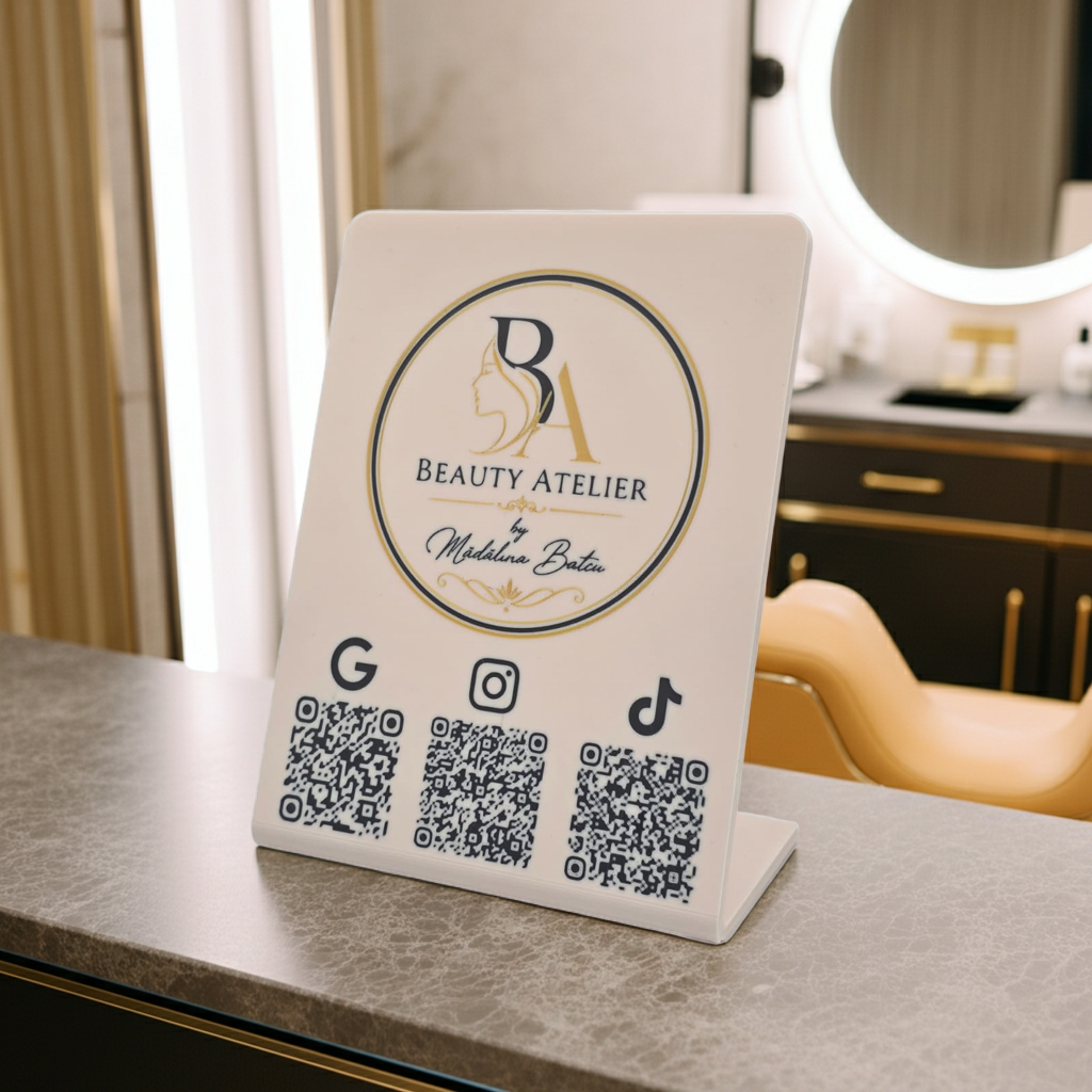 Stand Recenzii Personalizat – 2D sau 3D cu Logo