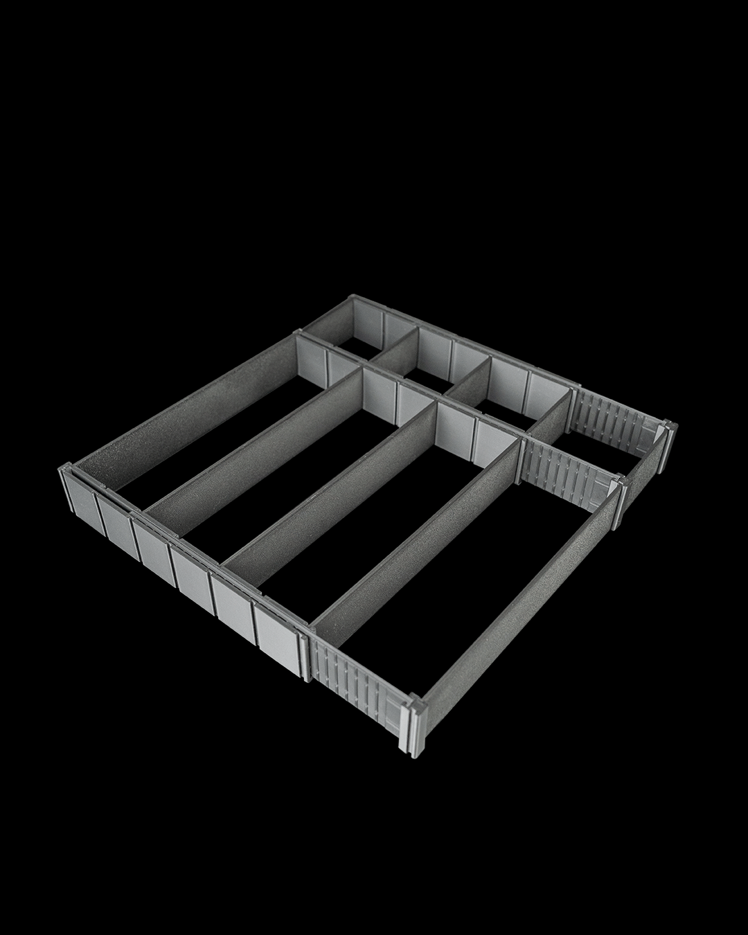 Organizator tacâmuri extensibil - vedere izometrică gri deschis