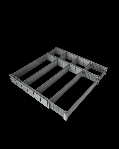 Organizator tacâmuri extensibil - vedere izometrică gri deschis
