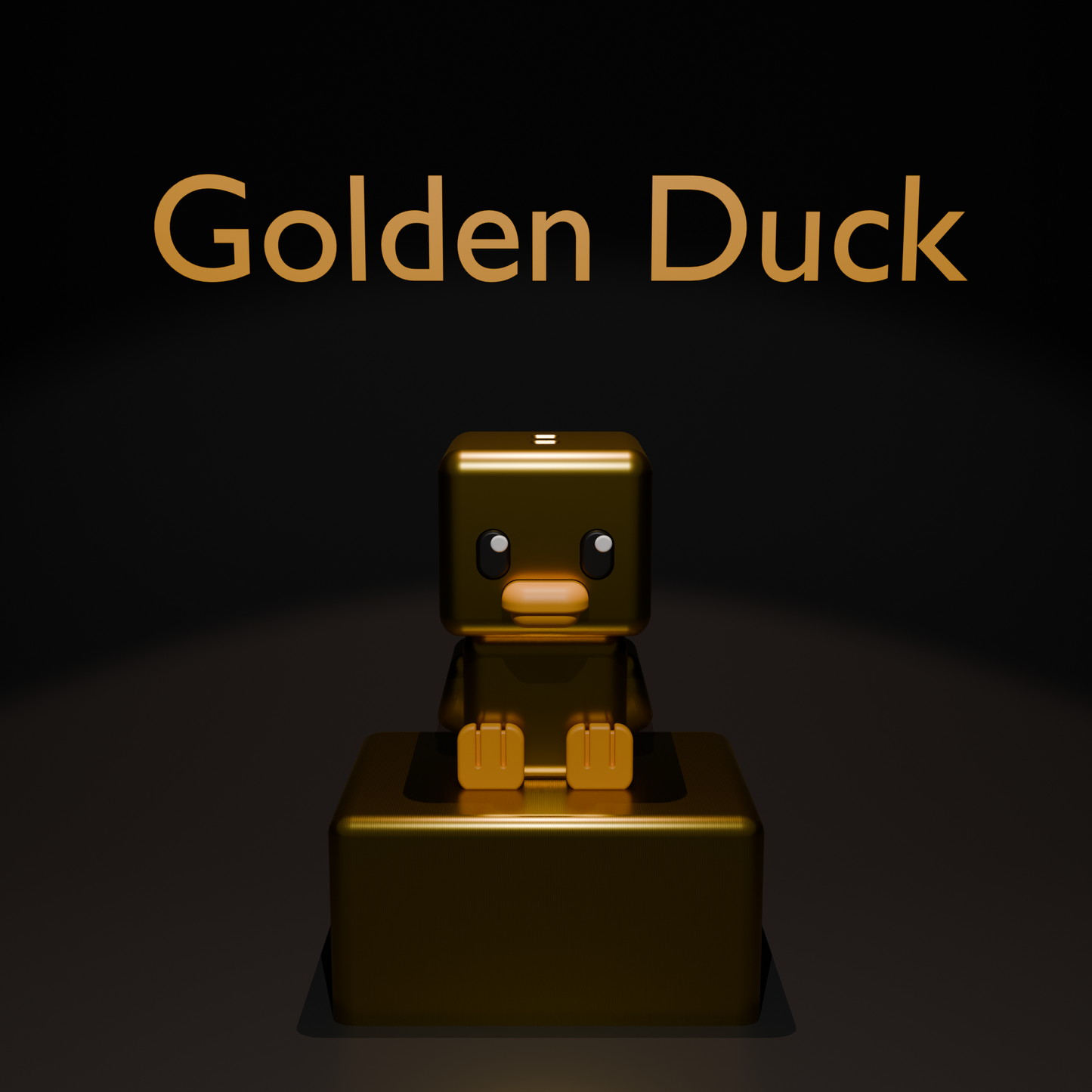 Cubic Golden Duck – Ediție Limitată | Figurină 3D Imprimată | Breloc