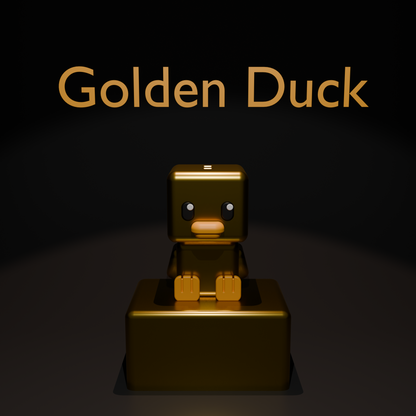 Cubic Golden Duck – Ediție Limitată | Figurină 3D Imprimată | Breloc