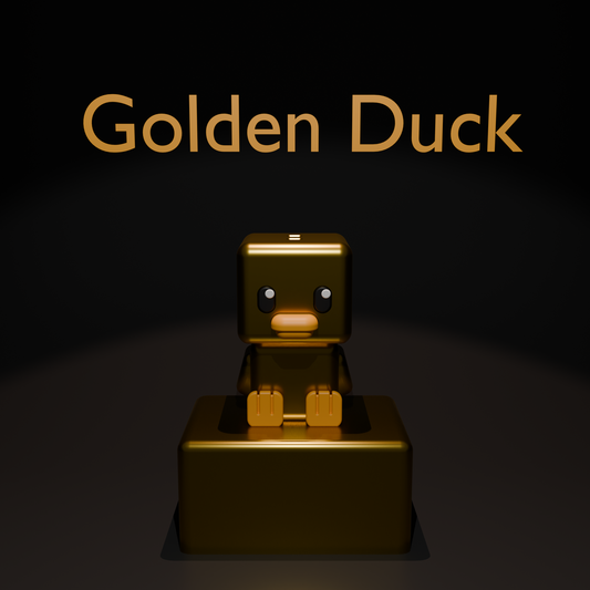 Cubic Golden Duck – Ediție Limitată | Figurină 3D Imprimată | Breloc