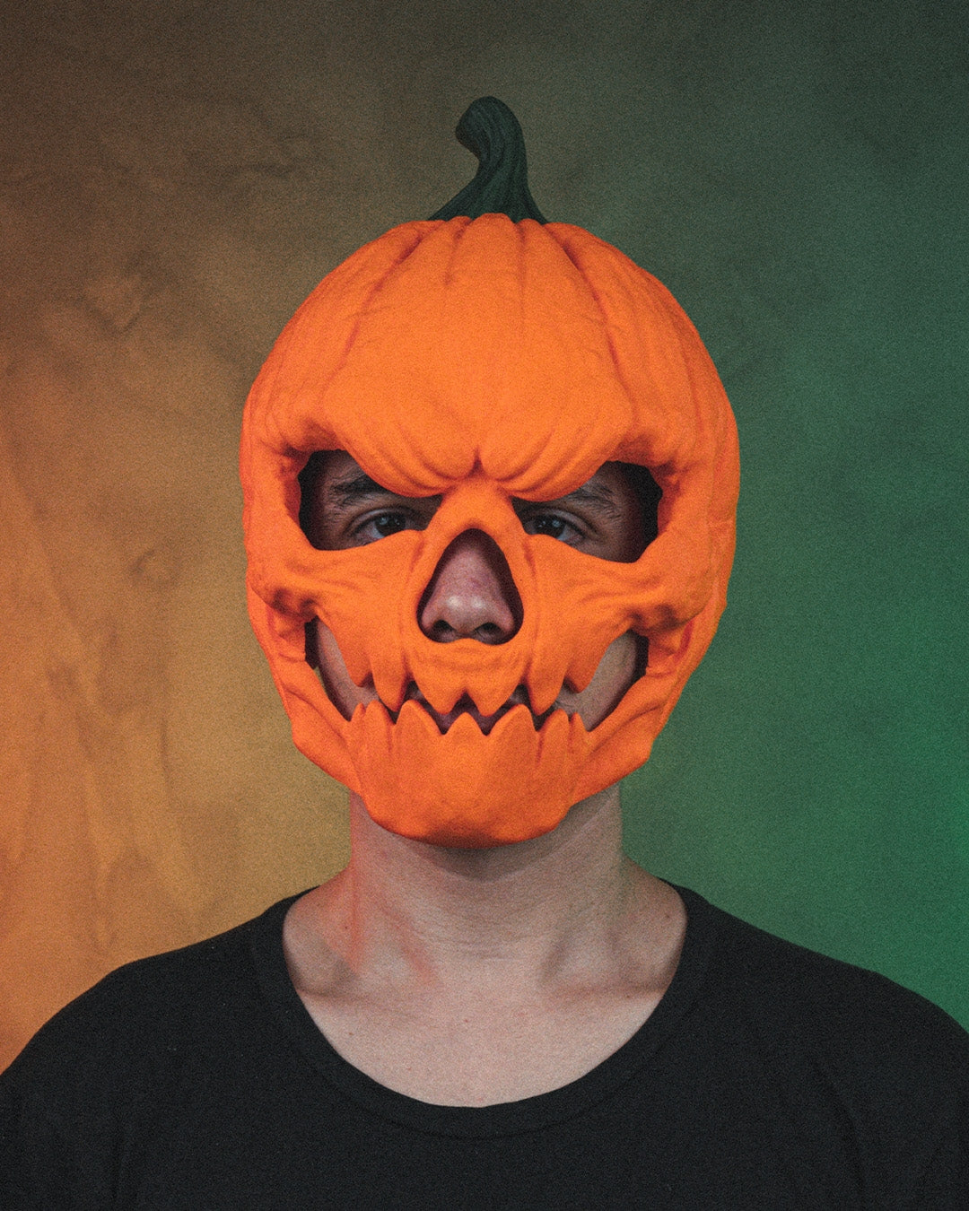 Masca Dovleac Halloween craniu portocaliu vedere fata, fundal alb - varianta deschisa