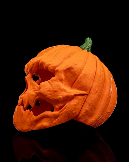 Masca Dovleac Halloween vedere laterala stanga cu craniu, fundal alb