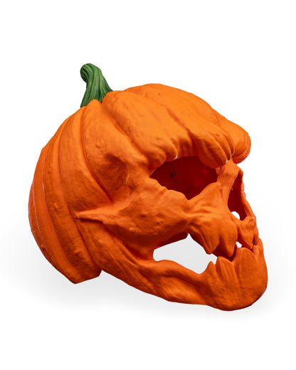 Masca Dovleac Halloween vedere 3/4 stanga cu gura deschisa, fundal alb