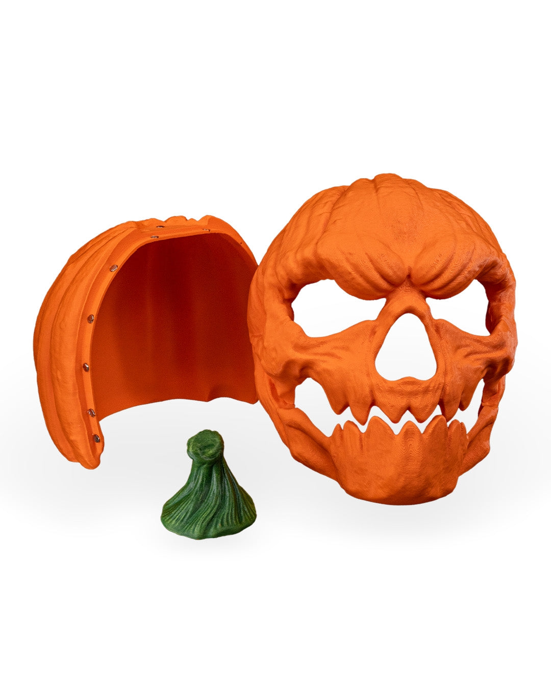Masca Dovleac Halloween vedere spate rotunda, fundal alb