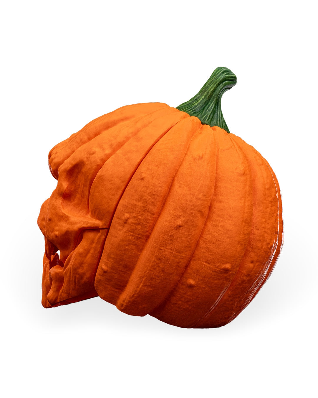 Masca Dovleac Halloween vedere de sus cu coada verde detasabila, fundal alb