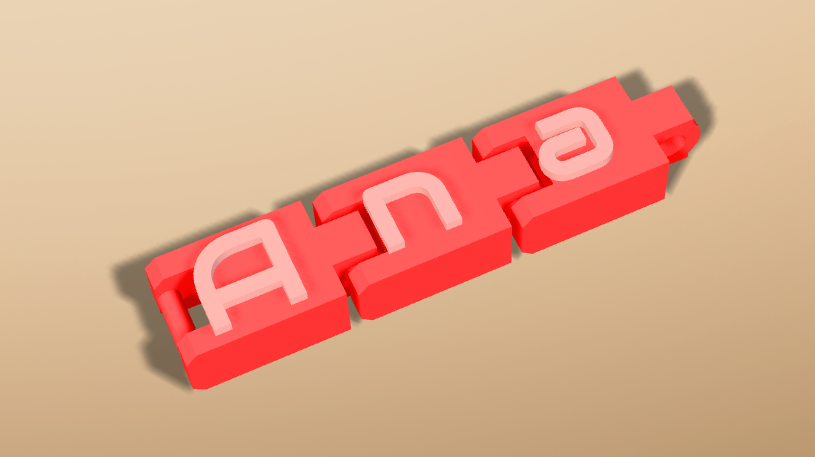 Breloc Articulat Personalizat cu Nume – Imprimat 3D cu Font, Culoare și Design la Alegere
