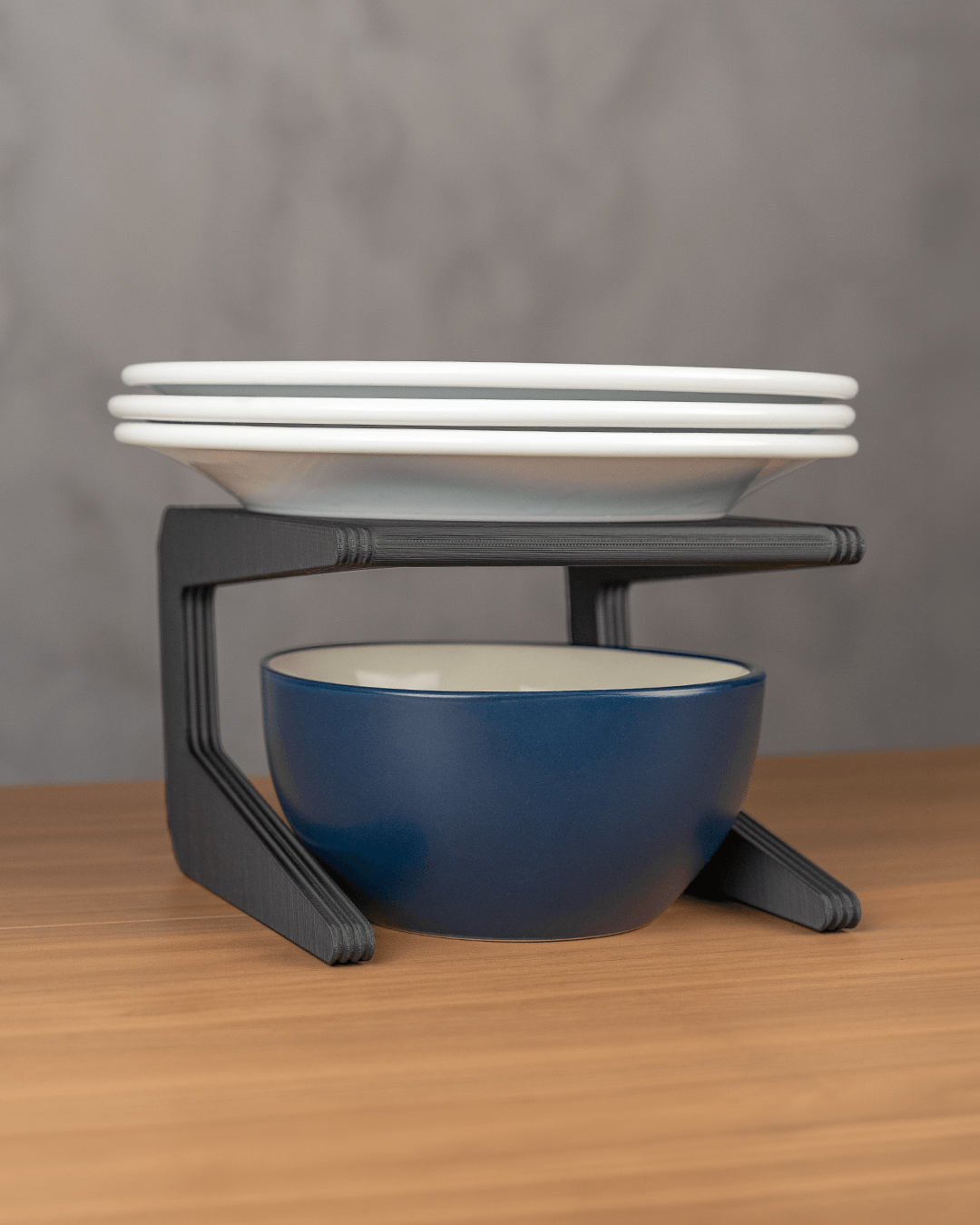 Raft stivuibil bucătărie - render 3D izometric negru pe fundal negru