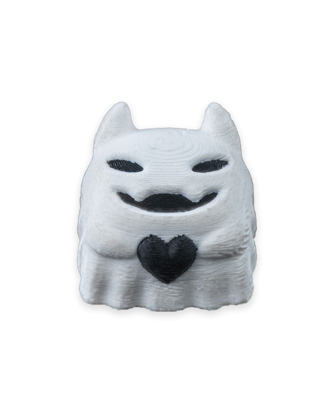 Spookeycap - tastă mecanică fantomă 3D cu inimă neagră, vedere față pe fundal alb