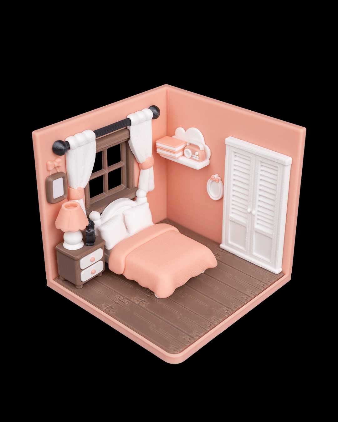 Tiny Bedroom - vedere izometrică laterală cu dulap