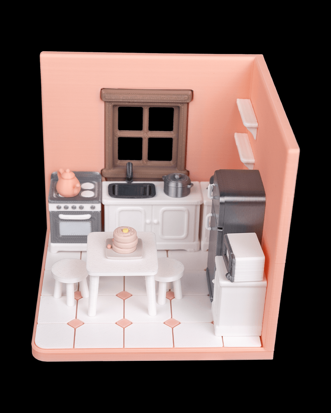 Tiny Kitchen - vedere frontală cu fereastră și aragaz