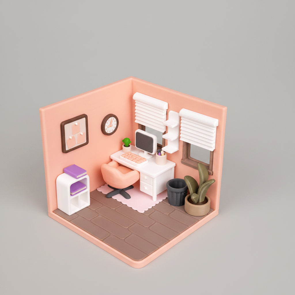 Tiny Office - Dioramă Tiny House Imprimată 3D