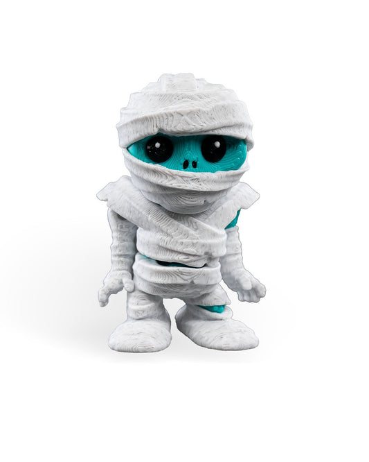 Tutankha-mummy figură 3D mumie alb-verde, vedere laterală stânga