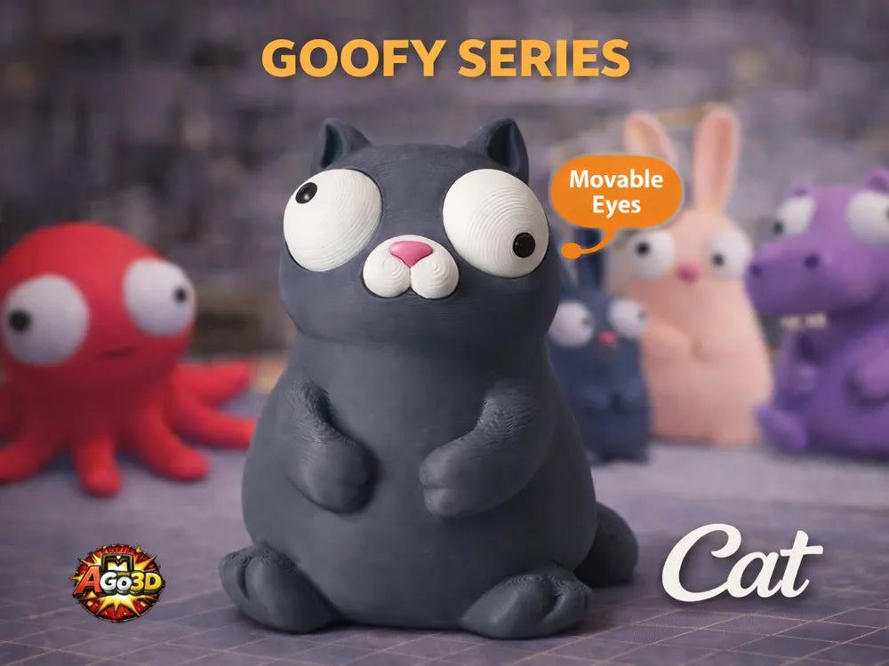 Pisică Neagră Goofy Series - vedere frontală cu ochi mobili