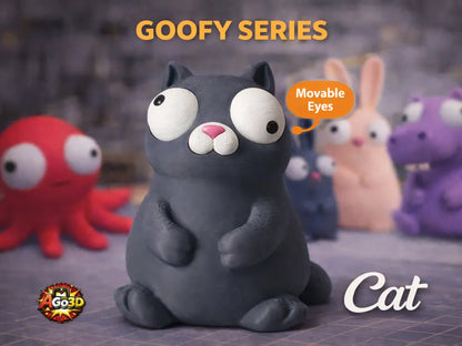 Pisică Neagră Goofy Series - vedere frontală cu ochi mobili
