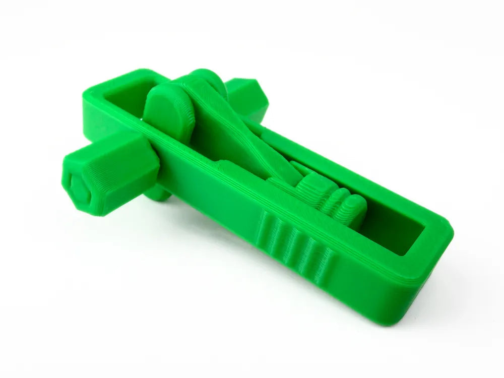 Ultimate Piston Fidget 3D - vedere laterala stanga cu buton hexagonal si nervuri grip, verde