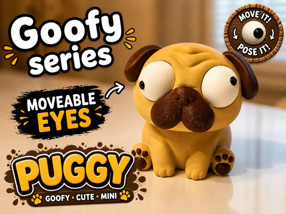 Puggy Mops Goofy Series - poster promoțional Moveable Eyes Move it Pose it Goofy Cute Mini
