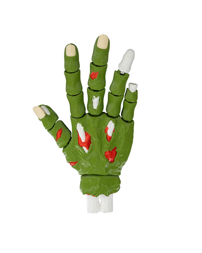 Handy Deadman mana zombie verde articulata cu rani rosii si oase albe, vedere fata, fundal alb