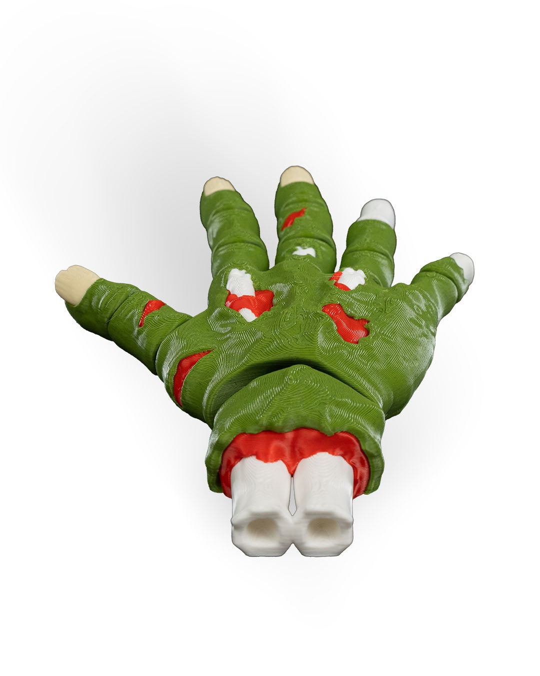 Handy Deadman mana zombie verde articulata intinsa, vedere spate, fundal alb